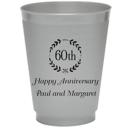 60th Wreath Colored Shatterproof Cups